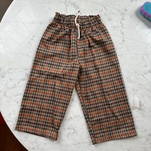 Zara Drawstring Houndstooth Plaid Kids Bottoms